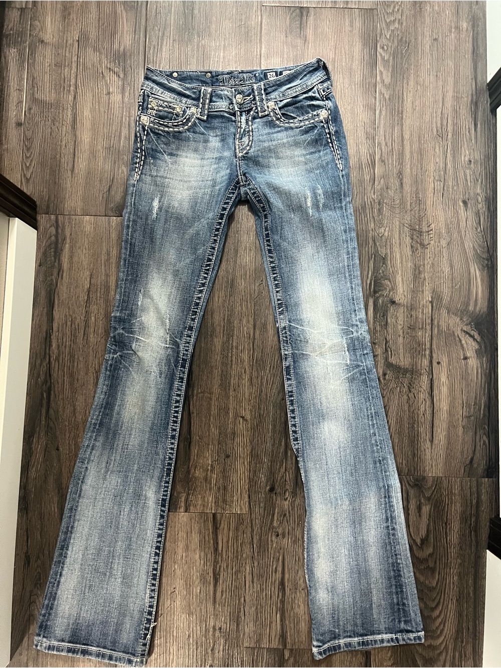 Miss Me Medium Blue Stud-Trim Bootcut Jeans - Picture 4 of 8